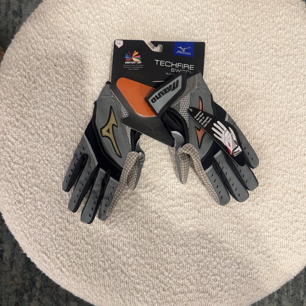 Mizuno Techfire Black and Gray Batting Gloves